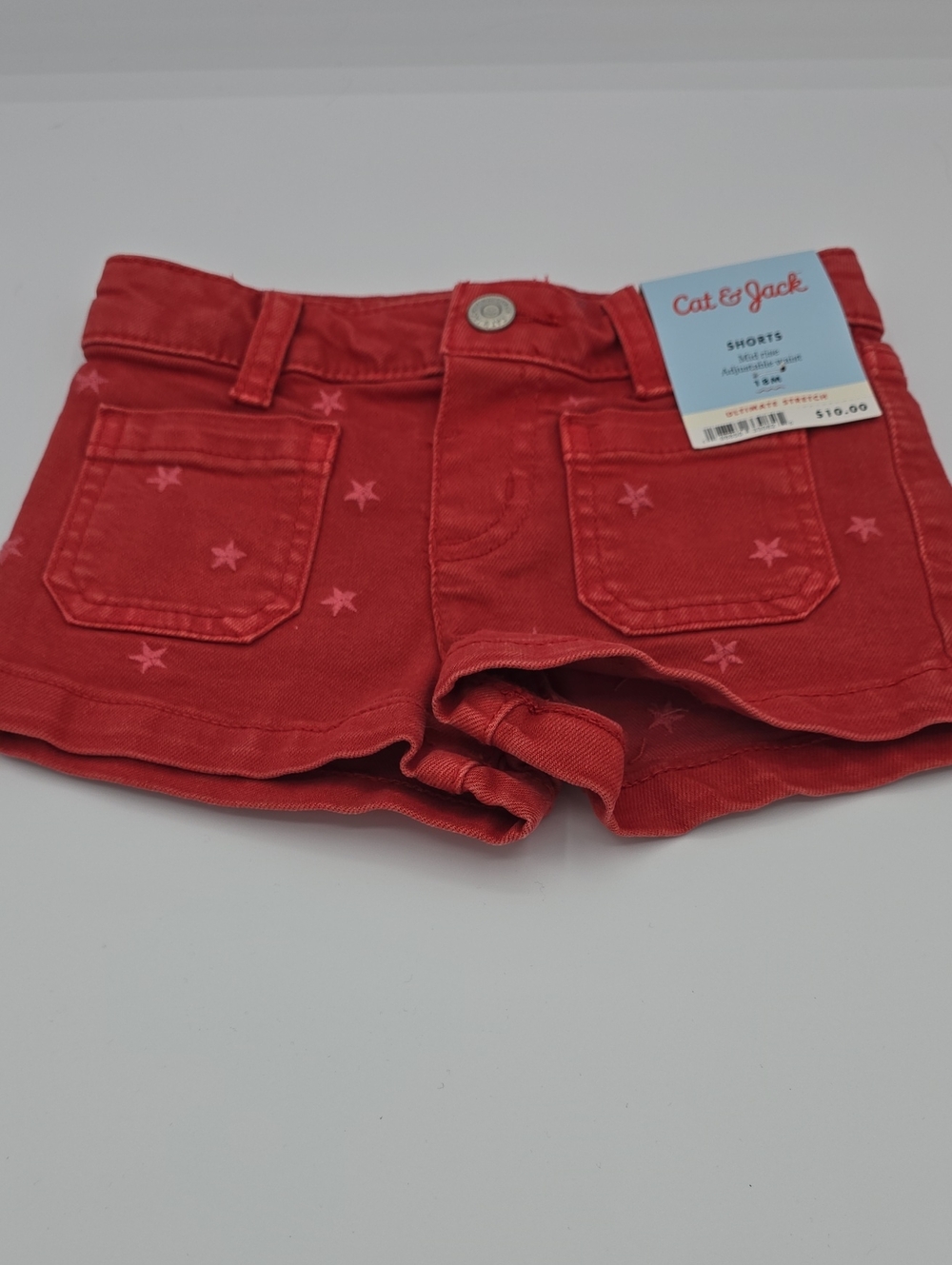 Cat & Jack Toddler Girls Red Denim Shorts with Stars